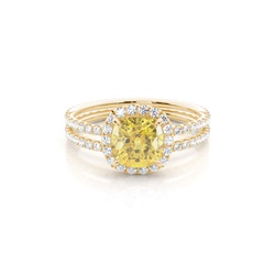 4 Prong Yellow Diamond Halo Bridal Set