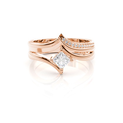 Rose Gold Bridal Set Diamond Engagement Rings