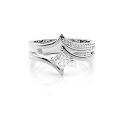 4 Prong Setting Plain Engagement Ring With Matching Band