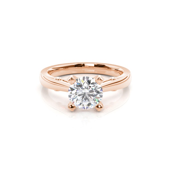 4 Prong Setting Round Diamond Plain Engagement Ring
