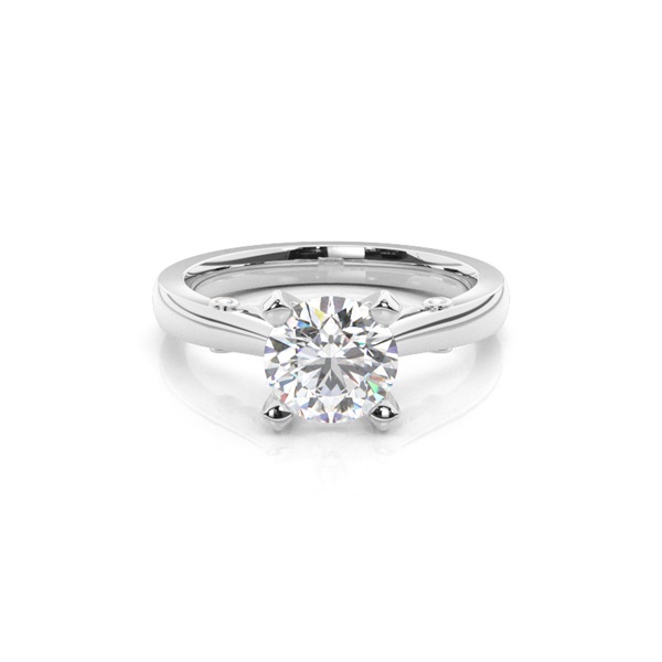 4 Prong Setting Round Diamond Plain Engagement Ring