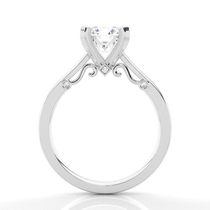 4 Prong Setting Round Diamond Plain Engagement Ring