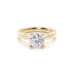 4 Prong Setting Round Diamond Plain Engagement Ring