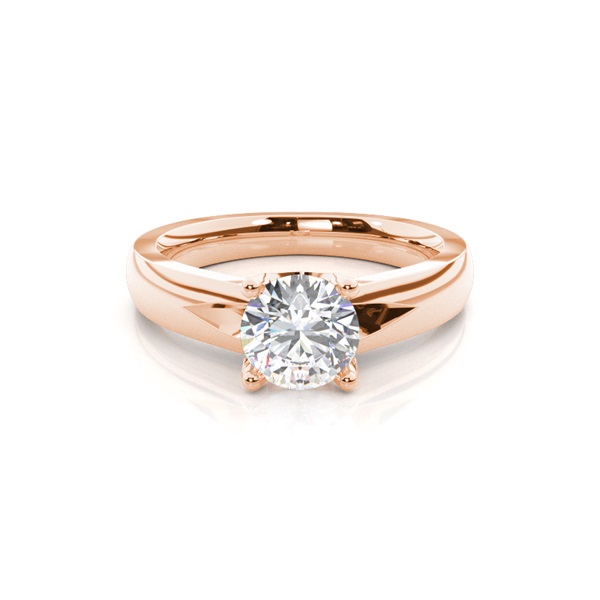 4 Prong Setting Round Diamond Plain Engagement Ring