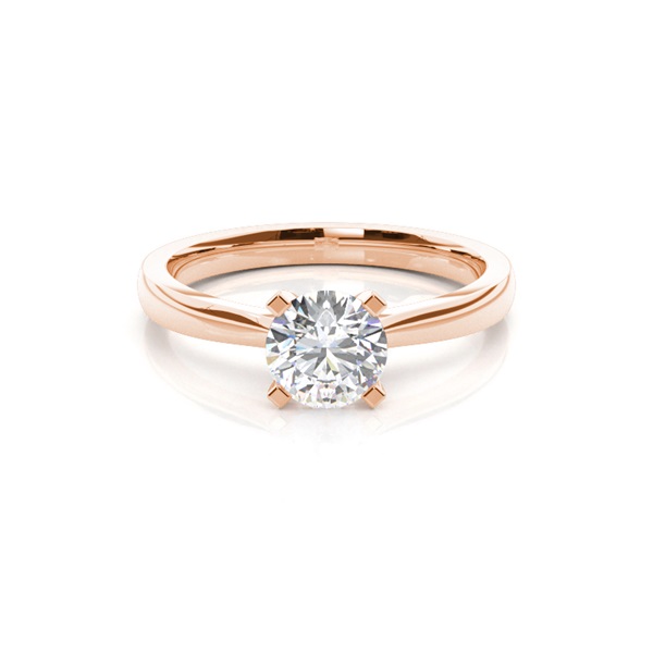 4 Prong Setting Round Diamond Plain Engagement Ring