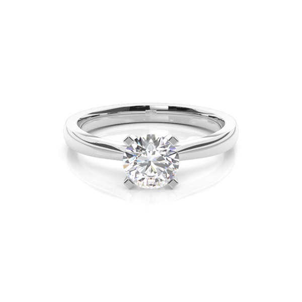 4 Prong Setting Round Diamond Plain Engagement Ring