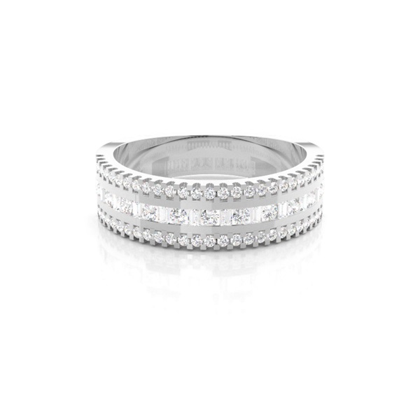 Channel & 4 Prong Setting Half Eternity Diamond Ring