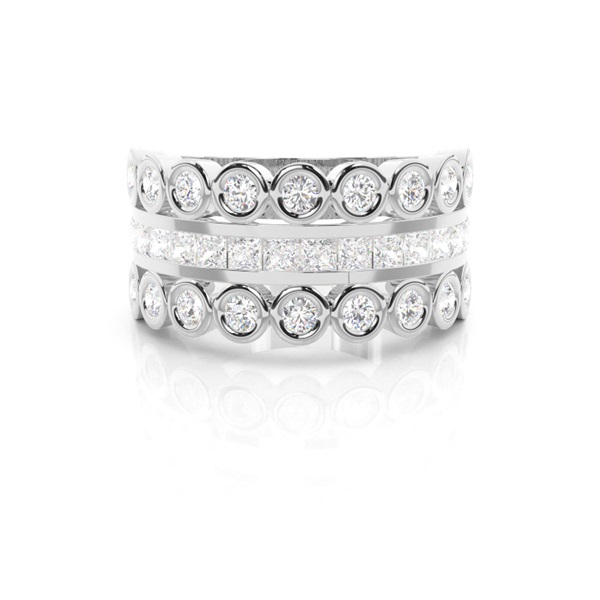 Full Bezel & Channel Setting Half Eternity Diamond Ring