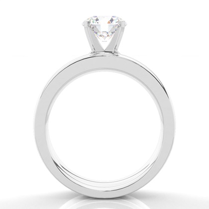 4 Prong Setting Studded Engagement Ring With Matching Band