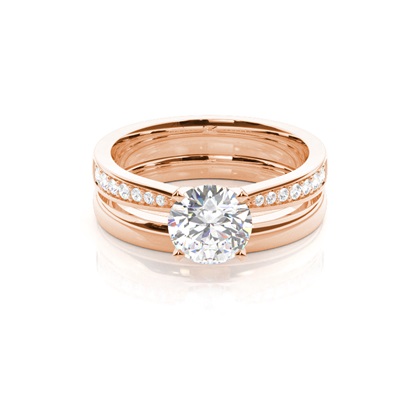 Rose Gold Bridal Set Diamond Engagement Rings