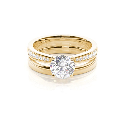 Yellow Gold Bridal Set Diamond Engagement Rings