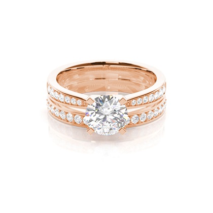 Rose Gold Bridal Set Diamond Engagement Rings
