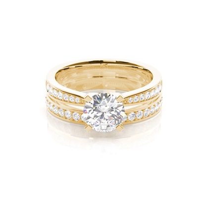 Yellow Gold Bridal Set Diamond Engagement Rings