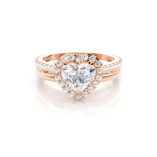 3 Prong Setting Studded Engagement Ring With Matching Band