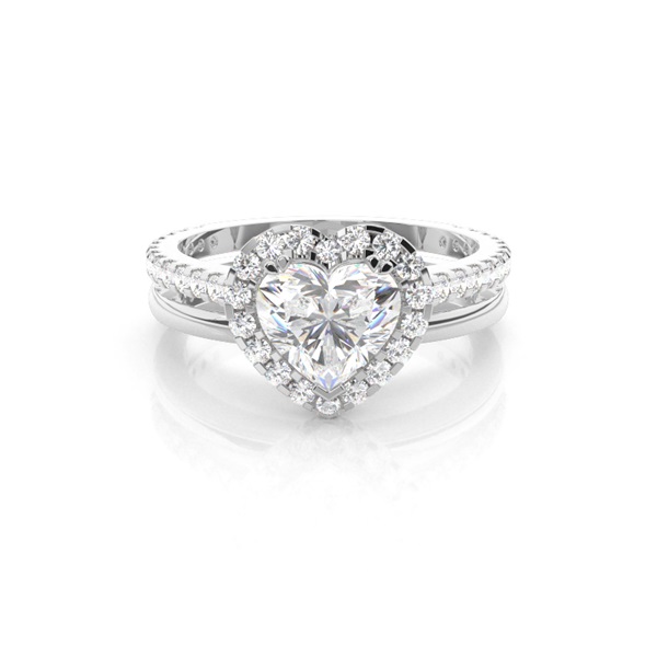 3 Prong Setting Studded Engagement Ring With Matching Band