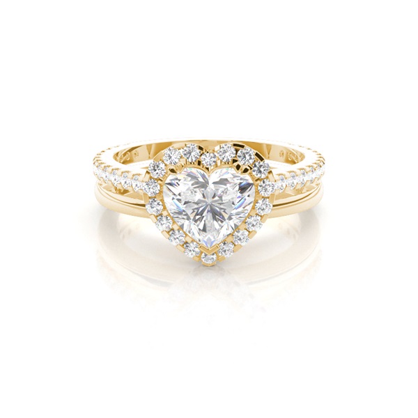 3 Prong Setting Studded Engagement Ring With Matching Band