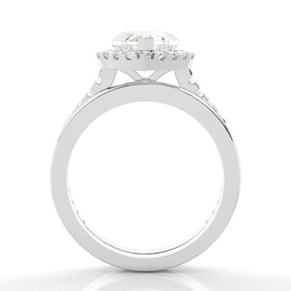 3 Prong Setting Studded Engagement Ring With Matching Band