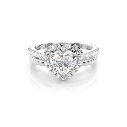 3 Prong Setting Studded Engagement Ring With Matching Band