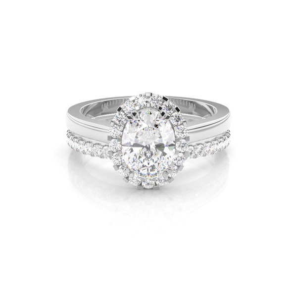 4 Prong Setting Plain Engagement Ring With Matching Band