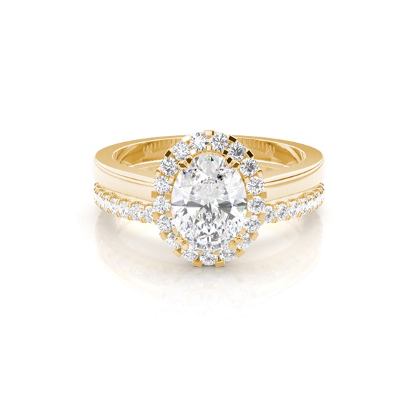4 Prong Setting Plain Engagement Ring With Matching Band