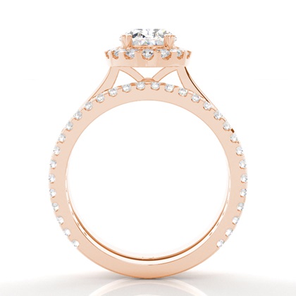 Oval Rose Gold Bridal Engagement and Wedding Bands Ring Sets
