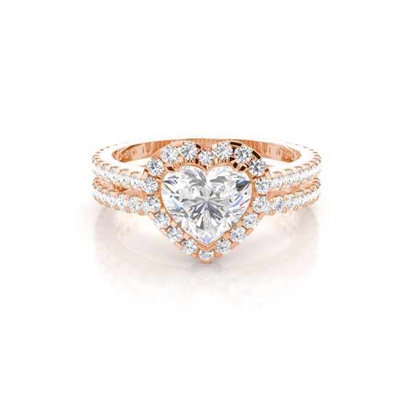 3 Prong Setting Studded Engagement Ring With Matching Band