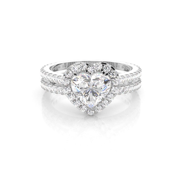 3 Prong Setting Studded Engagement Ring With Matching Band