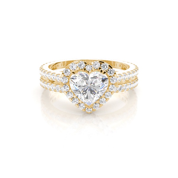 3 Prong Setting Studded Engagement Ring With Matching Band