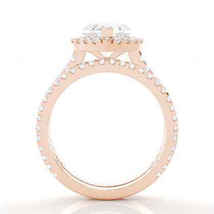 Rose Gold Bridal Engagement and Wedding Bands Ring Sets