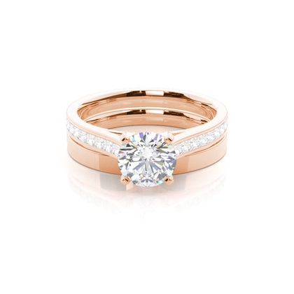 Rose Gold Bridal Set Diamond Engagement Rings