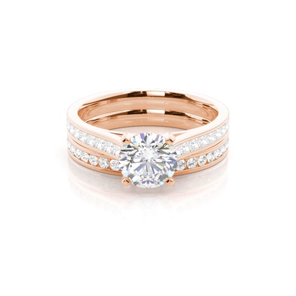 Rose Gold Bridal Set Diamond Engagement Rings