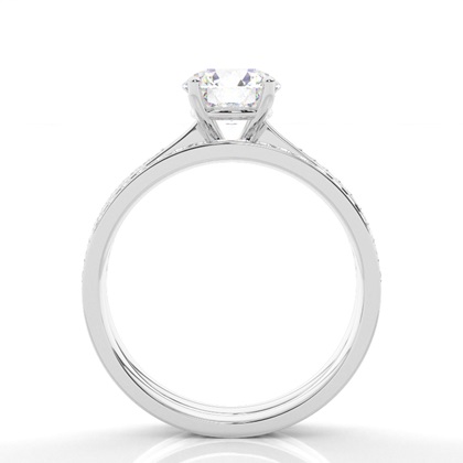 4 Prong Setting Studded Engagement Ring With Matching Band