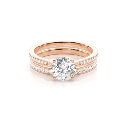 Rose Gold Bridal Set Diamond Engagement Rings