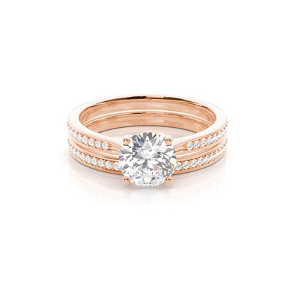 Rose Gold Bridal Set Diamond Engagement Rings