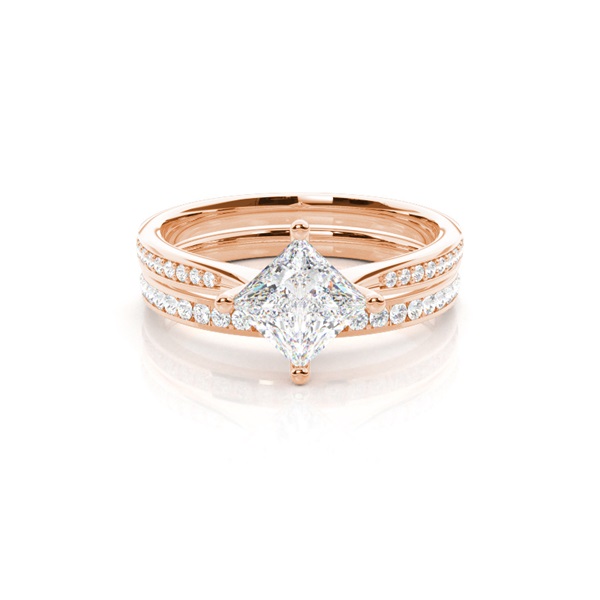 White Gold Princess Bridal Set Diamond Engagement Ring