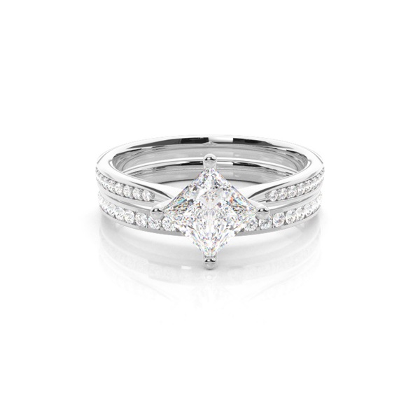 White Gold Princess Bridal Set Diamond Engagement Ring