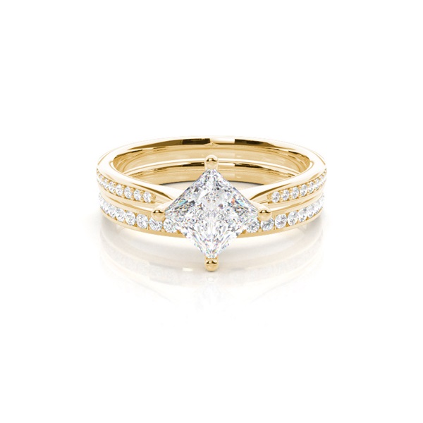 White Gold Princess Bridal Set Diamond Engagement Ring