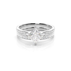 White Gold Princess Bridal Set Diamond Engagement Ring
