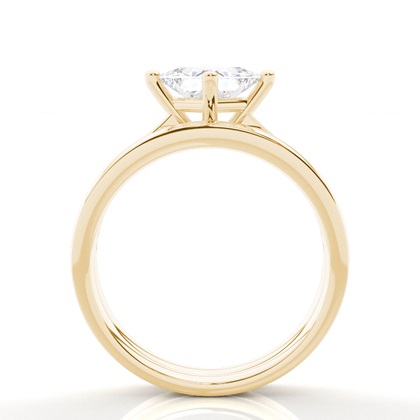 Princess Yellow Gold Bridal Engagement and Wedding Bands Ring Sets