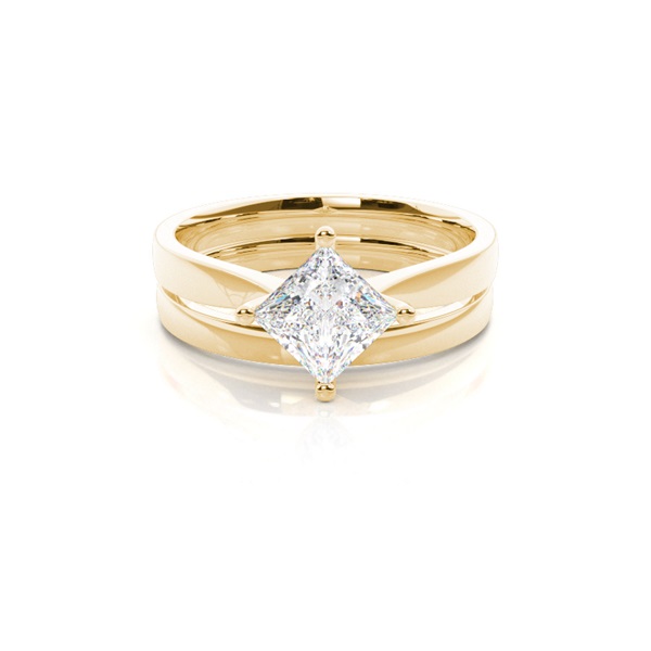 4 Prong Setting Plain Engagement Ring With Matching Band