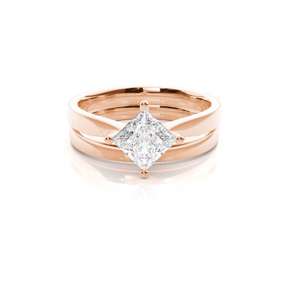 Rose Gold Bridal Set Diamond Engagement Rings