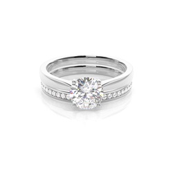 4 Prong Setting Plain Engagement Ring With Matching Band