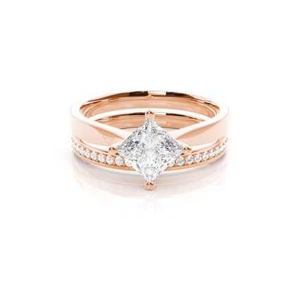 Rose Gold Bridal Set Diamond Engagement Rings