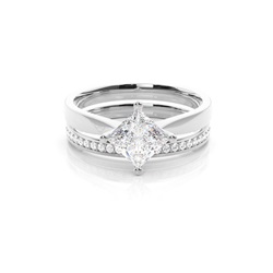 4 Prong Setting Plain Engagement Ring With Matching Band