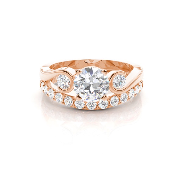 4 Prong Setting Plain Engagement Ring With Matching Band