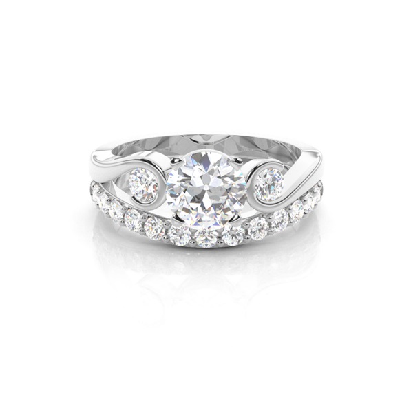 4 Prong Setting Plain Engagement Ring With Matching Band