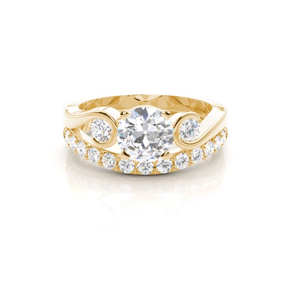 4 Prong Setting Plain Engagement Ring With Matching Band