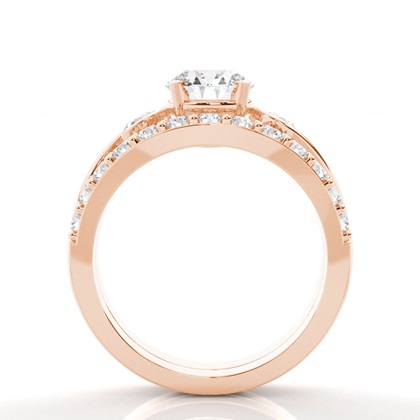 Rose Gold Bridal Engagement and Wedding Bands Ring Sets