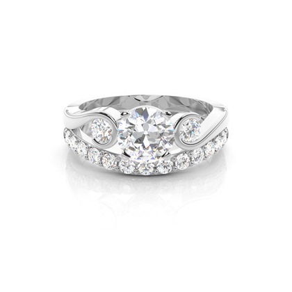 4 Prong Setting Plain Engagement Ring With Matching Band