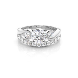 4 Prong Setting Plain Engagement Ring With Matching Band